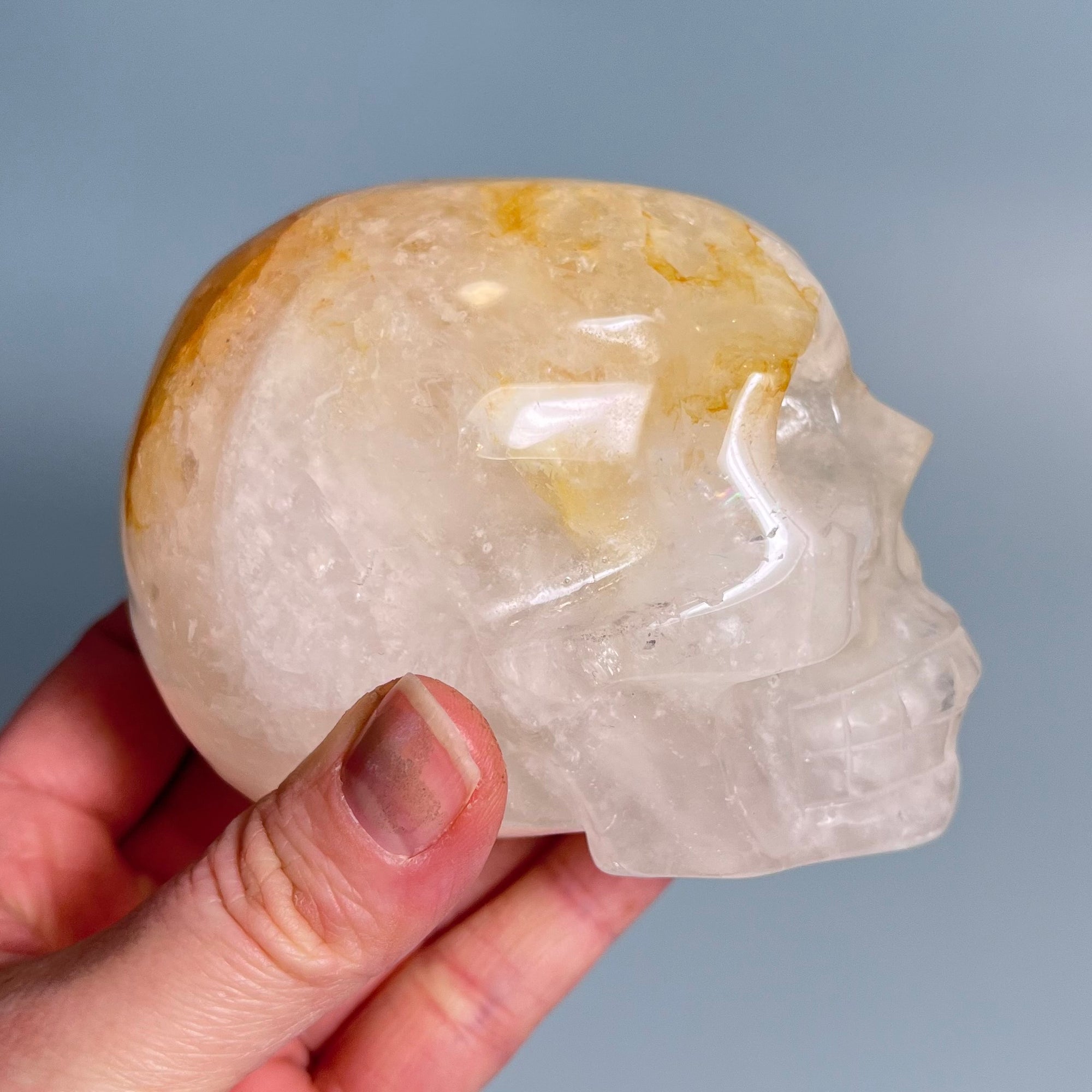 Golden Healer Quartz  | Skull Carving