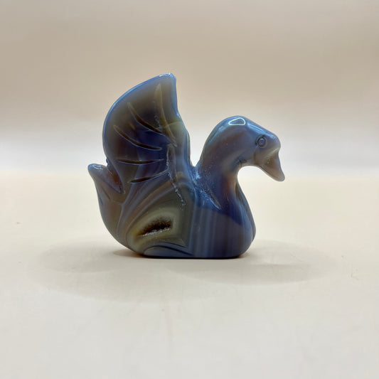 Blue Agate | Swan Carving